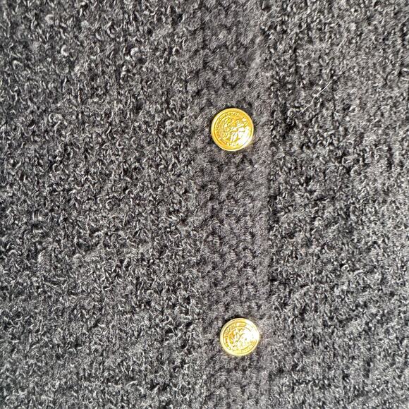 Vintage 80s Kerry N Kelsey Black Gold Buttons Knit Cardigan Sweater Womens Small - Picture 3 of 6